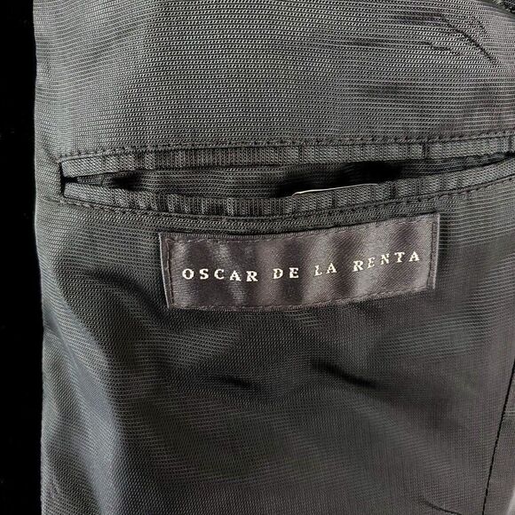 Oscar De La Renta Wool‎ Cashmere Nylon 3 Button Sport Coat 42R Black - Picture 7 of 10
